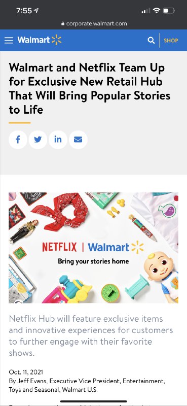 Netflix和Walmart合作卖衍生品了-鱿鱼游戏制服之类的Netflix越来越想做迪士尼， 我赌不久之后可以有Netflixland，玩真人版鱿鱼游戏和纸牌屋🤪 #科技圈大小事