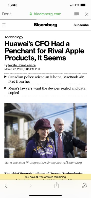 彭博社今天援引加拿大警方的法院备案