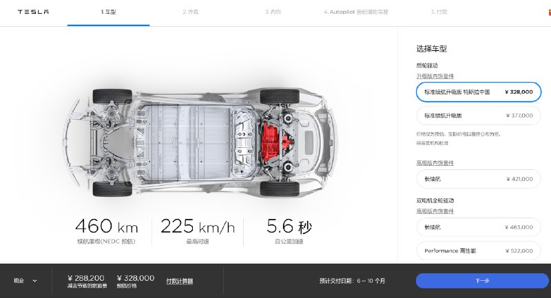 特斯拉中国版Model 3，32.8万起售