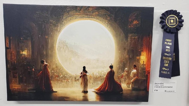 在今年美国科罗拉多州博览会艺术比赛的数字类别中，39岁游戏设计师Jason Allen的作品《太空歌剧院》夺得头奖