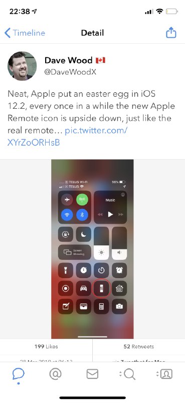 iOS 12.2 有个彩蛋，TV 遥控器的按钮会时不时倒过来，就和真的遥控器拿到手一样……   #大产品小细节