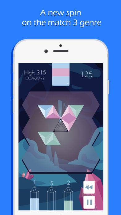 Crystal Cove - 水晶洞（￥18→免费）轻扫以移动你的三角板，匹配三个或更多的颜色，使三角板们消失