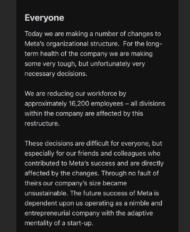 Meta裁员16200人，两个Twitter都不止