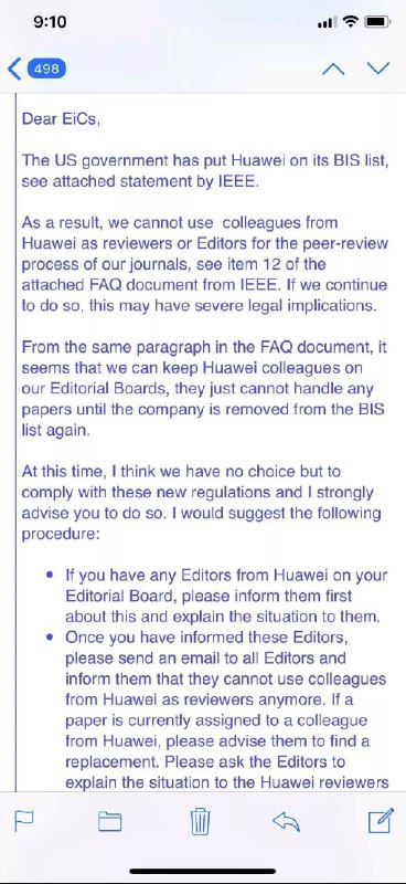 【IEEE下令清理华为系审稿人，全球最大学术组织禁令邮件曝光】5月29日消息，IEEE被曝对华为说不