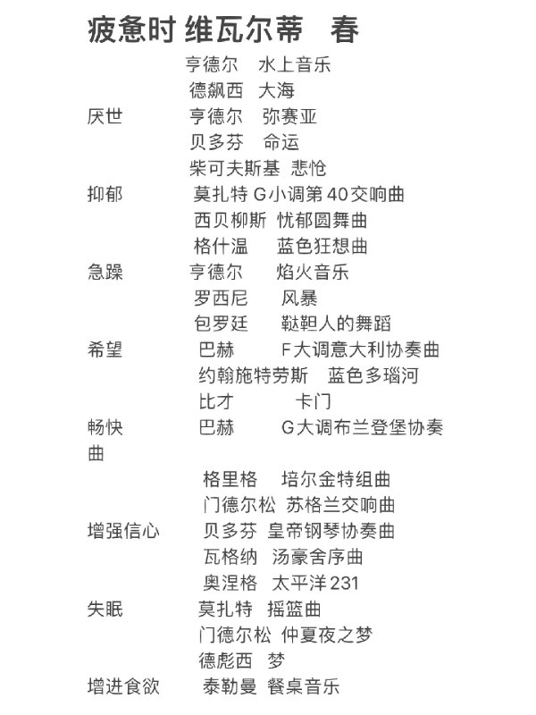 巴赫抗躁动海顿抗抑郁莫扎特抗失眠贝多芬抗萎靡柴科夫斯基抗饥饿马勒抗瞌睡拉赫玛尼诺夫抗寂寞德沃夏克抗炎热勃拉姆斯抗退缩电子清补凉吗？看来最近要多听德沃夏克了，笑死，哈哈哈哈哈！ #无用但有趣的冷知识