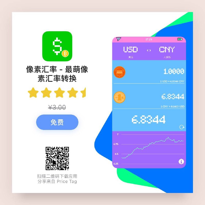 像素风格的汇率应用限免，萌萌哒   #App限免小分队