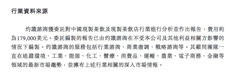 “奈雪的茶”公司上市招股书披露，他们花费了17.9万美元（约合人民币114.5万元），委托灼识咨询做了一次3000人规模的调研并引用一手和二手资料，做出了一份“中国现制茶饮及现制茶饮店行业分析报告”