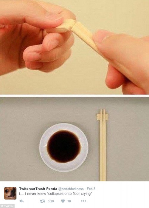 我是最后一个知道一次性筷子的使用方法的吗   #无用但有趣的冷知识