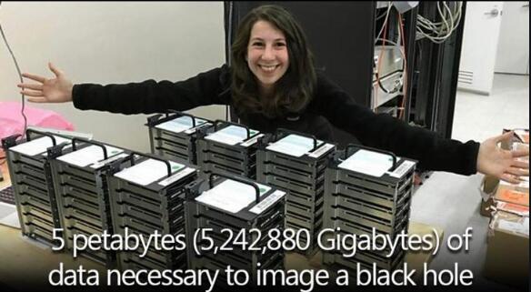 计算和制作完成黑洞的照片，一共用了5PB（5，242,880Gb）的存储空间来储存数据