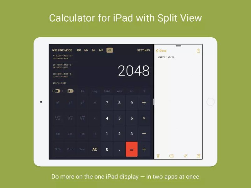 Calcly 是专门为 iPad 设计的计算器应用，支持 iPad 分屏模式，使用无需来回切换应用
