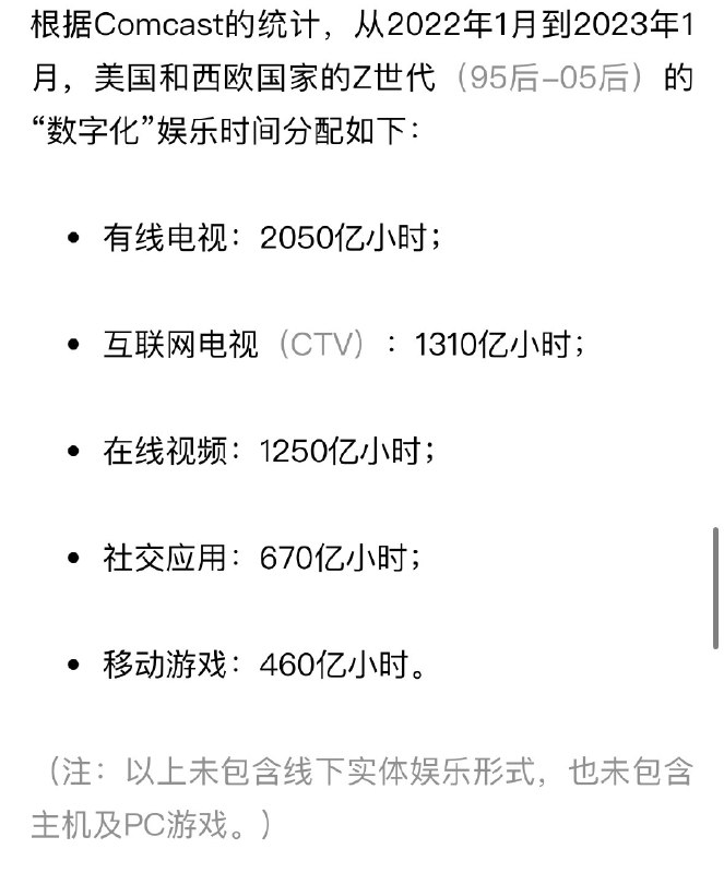 看到一个数据，发达国家喜爱看电视的程度远超我的想象